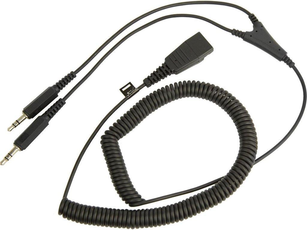 Jabra Soundcard Kabel QD auf 2x 3,5mm Klinke 2m spiral Headset Adapter