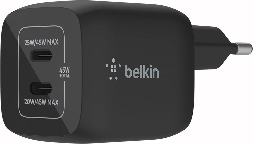Belkin 45W Dual USB-C GaN Ladegerät – Kompaktes Schnellladegerät mit PPS